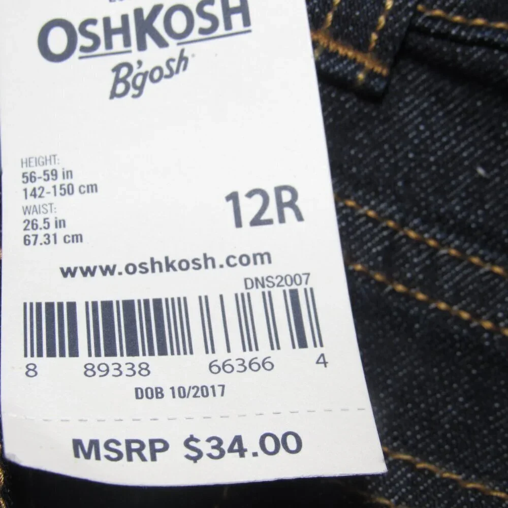 NWT OSHKOSH B’GOSH Kid’s Dark Wash Skinny Jeans Size 12R